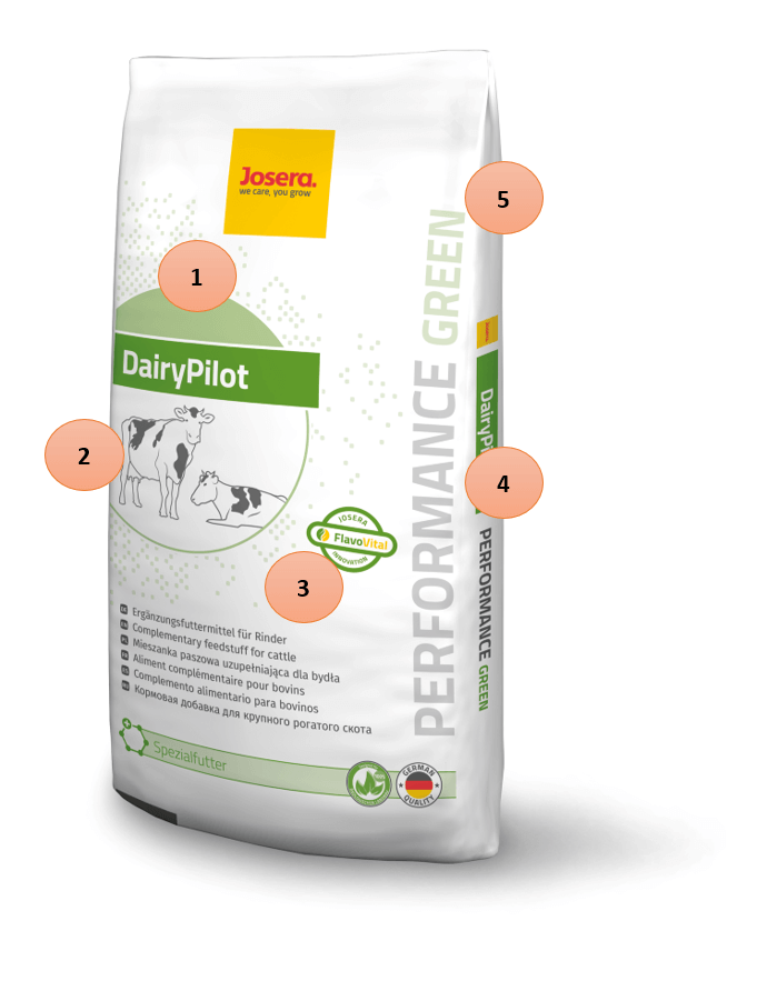 JOSERA packaging DairyPilot green, to explain the new range system